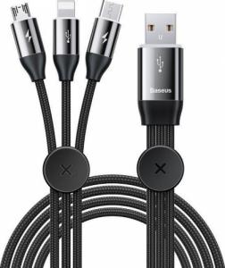 Kabel USB Baseus USB-A - USB-C, microUSB, Lightning 1 m Czarny (BSU766BLK) 1