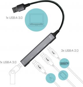 HUB USB I-TEC 4x USB-A 2.0 (U3HUBMETALMINI4) 2