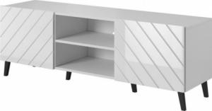 Cama Meble Szafka RTV ABETO 150x42x52 biały/biały połysk 3