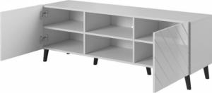 Cama Meble Szafka RTV ABETO 150x42x52 biały/biały połysk 4