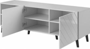 Cama Meble Szafka RTV ABETO 150x42x52 biały/biały połysk 5