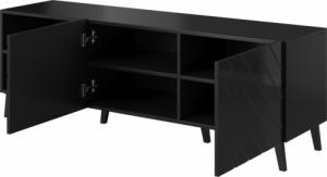 Cama Meble Szafka RTV ABETO 150x42x52 czarny/czarny połysk 2