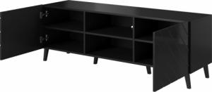 Cama Meble Szafka RTV ABETO 150x42x52 czarny/czarny połysk 6