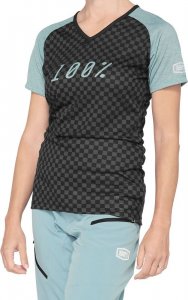 100% Koszulka damska 100% AIRMATIC Women's Jersey krótki rękaw seafoam checkers roz. L (NEW 2021) 1