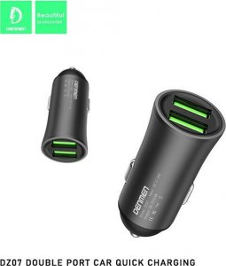 Ładowarka ŁADOWARKA SAMOCHODOWA 12W CZARNA DENMEN 2.4A 2400mAh DUAL FAST CHARGING DZ07 ALUMINIOWA 3