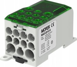 MOREK Blok dystrybucyjny - rozdzielczy OJL280A zielony we: 1xAl/Cu 35-120 wy: 2x6-35mm2/5x2,5-16mm2/ 4x2,5-10mm2 1000V MAB1281G10 1