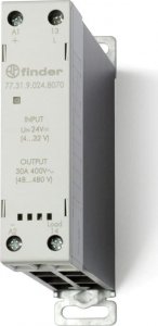 Finder Stycznik SSR z radiatorem na szynę DIN 30A, załączanie w zerze, sterowanie 24V DC 77.31.9.024.8070 1