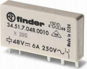 Finder Wąski przekaźnik elektromagnetyczny 1P 6A 60V DC, styk AgNi+Au, do płytki drukowanej 34.51.7.060.5010 1