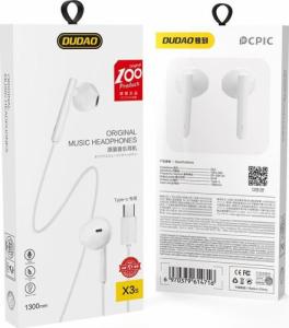 Słuchawki Dudao Dudao przewodowe słuchawki douszne USB Typ C z pilotem biały (X3S white) 6