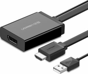 Adapter AV Ugreen Ugreen jednokierunkowy adapter HDMI (męski) - Display Port (żeński) + USB (do zasilania) przejściówka video 0,5m czarny (MM107) 1