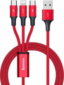 Kabel USB Baseus USB-A - USB-C + microUSB + Lightning 1.2 m Czerwony (BSU3112RED) 1