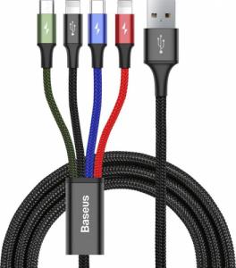 Kabel USB Baseus USB-A - USB-C, microUSB, 2x Lightning 1.2 m Czarny (6953156278486) 1