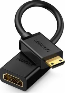 Adapter AV Ugreen Ugreen kabel adapter przejściówka HDMI (żeński) - mini HDMI (męski) 4K 60 Hz Ethernet HEC ARC audio 32 kanały 22 cm czarny (2013 1