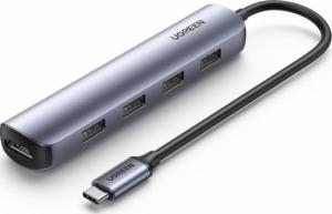 Adapter AV Ugreen Ugreen adapter przejściówka USB Typ C - HDMI / 4 x USB szary (CM417) 1