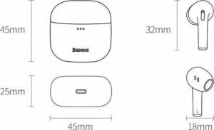 Słuchawki Baseus Baseus E8 bezprzewodowe słuchawki Bluetooth 5.0 TWS douszne wodoodporne IPX5 biały (NGE8-02) 3