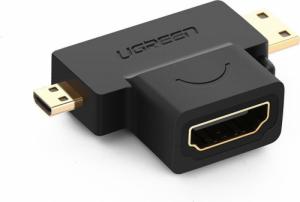 Adapter AV Ugreen Ugreen przejściówka adapter ze złącza HDMI Typ A (żeński) na mini HDMI (męski) / micro HDMI (męski) czarny (20144) 1