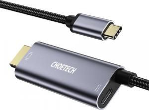 Adapter AV Choetech Choetech przejściówka adapter USB Typ C na HDMI 4K + USB Typ C PD do MacBook / PC 1.8m szary (XCH-M18GY) 1