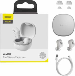 Słuchawki Baseus Baseus Encok WM01 TWS bezprzewodowe dokanałowe słuchawki Bluetooth 5.0 biały (NGWM01-02) 1