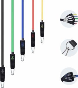 Wozinsky Wozinsky zestaw 5x gumy oporowe do ćwiczeń ekspander fitness + akcesoria (WRTS5-01) 4