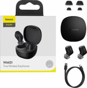 Słuchawki Baseus Baseus Encok WM01 TWS bezprzewodowe dokanałowe słuchawki Bluetooth 5.0 czarny (NGWM01-01) 1