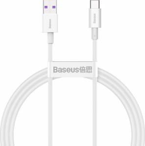 Kabel USB Baseus USB-A - USB-C 1 m Biały (6953156205505) 1