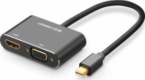 Adapter AV Ugreen Ugreen przejściówka adapter HDMI / VGA - mini DisplayPort Full HD 1080p czarny (MD115 20422) 1