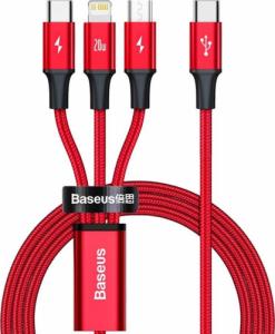 Kabel USB Baseus USB-A - USB-C, microUSB, Lightning 1.5 m Czerwony (6953156204317) 1