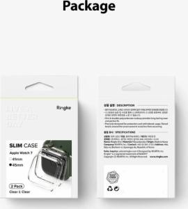 Ringke Ringke Slim Watch Case zestaw 2x etui na zegarem smartwatch Watch 7 45mm przezroczysty + czarny (S58884RS) 13