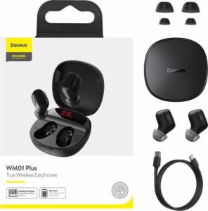 Słuchawki Baseus Baseus Encok WM01 Plus TWS bezprzewodowe dokanałowe słuchawki Bluetooth 5.0 czarny (NGWM01P-01) 10
