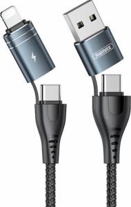 Kabel USB Remax USB-A, USB-C - USB-C, Lightning 1.2 m Czarny (6972174154770) 1