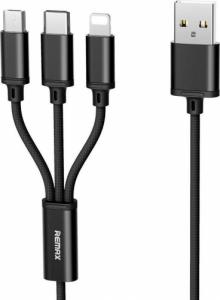 Kabel USB Remax USB-A - USB-C, microUSB, Lightning 1.15 m Czarny (6954851295556) 1