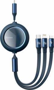 Kabel USB Baseus USB-A - USB-C, microUSB, Lightning 1.2 m Niebieski (6953156207462) 1