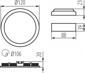 Kanlux Oprawa downlight LED 6W ROUNDA V2LED6W-WW-B 270lm 3000K czarna 33562 6