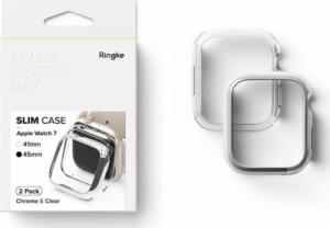 Ringke Ringke Slim Watch Case zestaw 2x etui na zegarem smartwatch Watch 7 45mm przezroczysty + chrom (S58896RS) 13