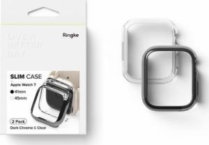 Ringke Ringke Slim Watch Case zestaw 2x etui na zegarem smartwatch Watch 7 41mm przezroczysty + ciemny chrom (S58995RS) 5