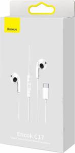 Słuchawki Baseus Baseus Encok C17 douszne słuchawki na kablu z mikrofonem USB Typ C białe (NGCR010002) 16