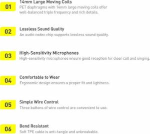 Słuchawki Baseus Baseus Encok C17 douszne słuchawki na kablu z mikrofonem USB Typ C białe (NGCR010002) 19