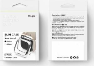 Ringke Ringke Slim Watch Case zestaw 2x etui na zegarem smartwatch Watch 7 41mm przezroczysty + chrom (S58993RS) 5