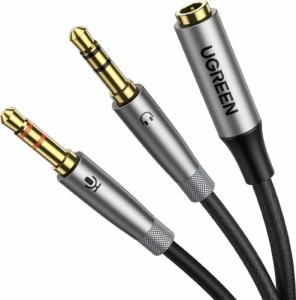 Ugreen Ugreen kabel rozdzielacz AUX 3,5 mm mini jack (żeński) - 2x 3,5 mm mini jack (męski - mikrofon i słuchawki) srebrny (AV193 50255 1