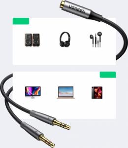 Ugreen Ugreen kabel rozdzielacz AUX 3,5 mm mini jack (żeński) - 2x 3,5 mm mini jack (męski - mikrofon i słuchawki) srebrny (AV193 50255 5