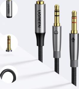 Ugreen Ugreen kabel rozdzielacz AUX 3,5 mm mini jack (żeński) - 2x 3,5 mm mini jack (męski - mikrofon i słuchawki) srebrny (AV193 50255 6