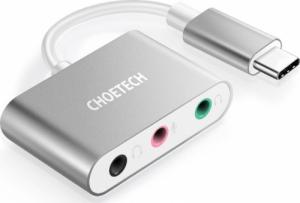 Choetech Choetech przejściówka adapter USB Typ C - mini jack 3,5mm słuchawki / mikrofon szary (HUB-A02GY) 1