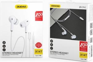 Słuchawki Dudao Dudao dokanałowe słuchawki zestaw słuchawkowy z pilotem i mikrofonem USB Typ C biały (X14T white) 4