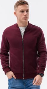 Ombre Bluza męska rozpinana bez kaptura B1077 - bordowa S 1