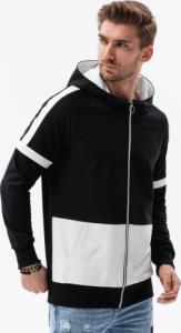 Ombre Bluza męska rozpinana z kapturem - czarno-biała B1487 M 1