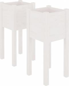 vidaXL vidaXL Donice ogrodowe, 2 szt., białe, 31x31x70 cm, drewno sosnowe 2