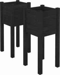 vidaXL vidaXL Donice ogrodowe, 2 szt., czarne, 31x31x70 cm, drewno sosnowe 2