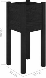 vidaXL vidaXL Donice ogrodowe, 2 szt., czarne, 31x31x70 cm, drewno sosnowe 8