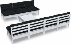 vidaXL vidaXL 8-cz. ogrodowy zestaw wypoczynkowy, antracytowe poduszki, sosna 2