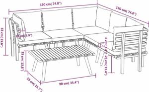 vidaXL vidaXL 6-cz. zestaw wypoczynkowy do ogrodu, z poduszkami, akacjowy 10